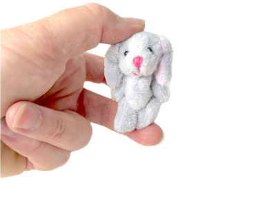 Small Plush Bunny Rabbit Keychain Backpack Zipper Pull (Gray