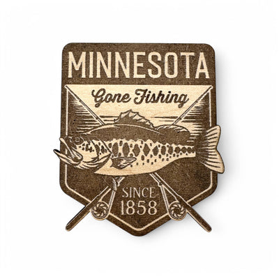 Wood Magnet - Fish Badge