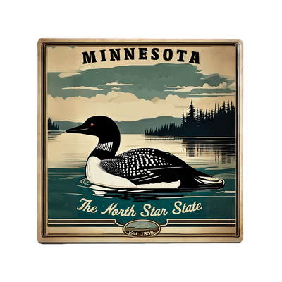 Minnesota Vintage Loon Ceramic Coaster