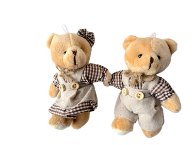 Small Plush Teddy Bear Bag Charm Pocket Friend (set of 2)