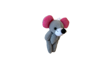 Miniature Plush Gray Mouse Backpack Charm Pocket Pal 
