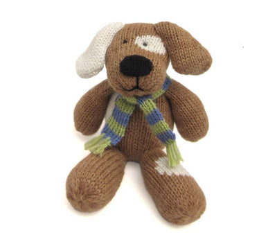Handmade Knit Brown Spotted Dog - Fair Trade Toy