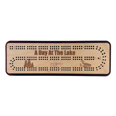 A Day at the Lake Travel 2 Track Cribbage Board