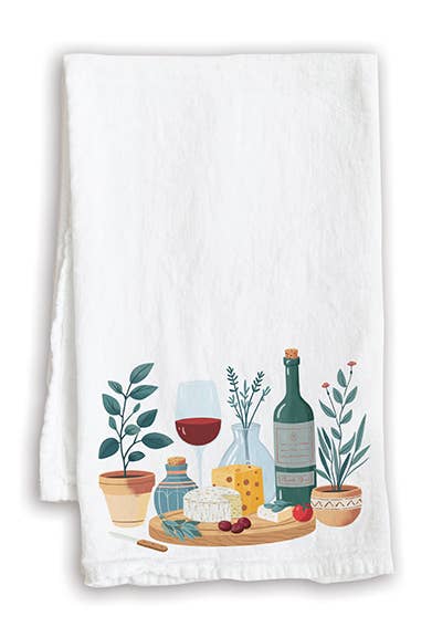 Everyday Tea Towel - Wine and Cheese