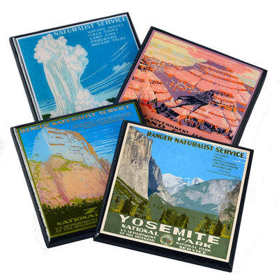 Vintage National Park Poster Drink Coaster Set