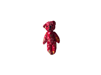 Small Red Stuffed Bear Backpack Charm Dollhouse Decoration C