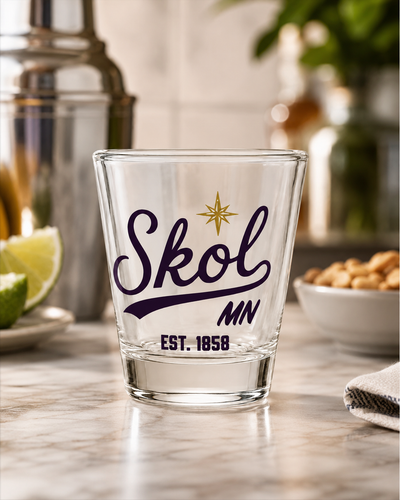 Minnesota SKOL Script  1.5 oz Shot Glass