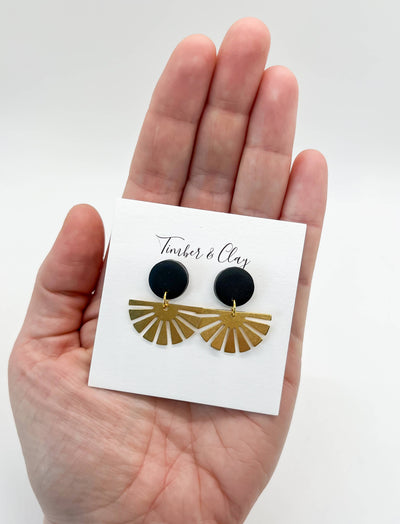Black Clay & Brass Earrings
