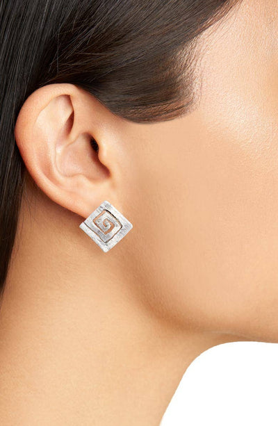Modern Square Spiral Stud Earrings