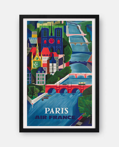 Paris Air France Vintage Travel Poster Print