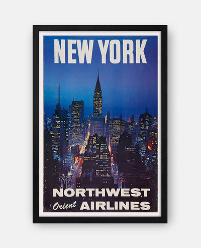 Northwest Orient Airlines New York 1960s Poster