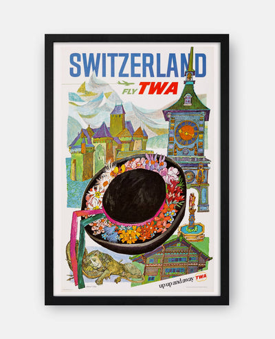 Fly TWA Jets (Switzerland) 1960s Poster
