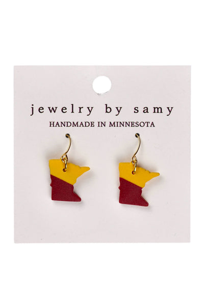 Minnesota Maroon Gold Earrings – State Jewelry Gift