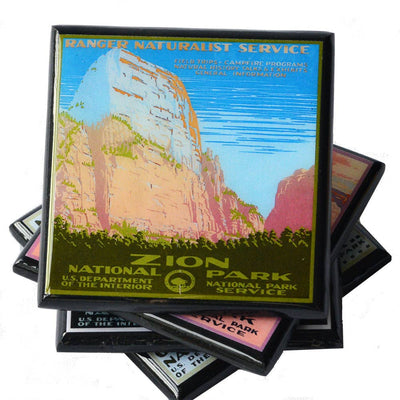 Vintage National Park Poster Drink Coaster Set