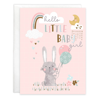 Baby Greeting Card - Bunny & Balloons