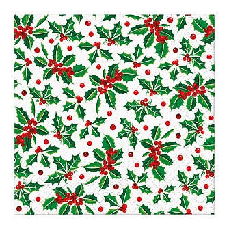 Small Holly Pattern Napkins-20Pk