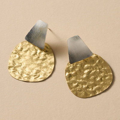Kajal Hammered Brass Post Earrings
