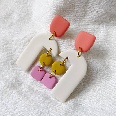 Harper | Asymmetrical Arch Polymer Clay Earrings