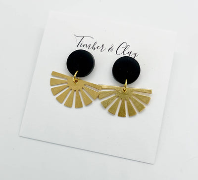 Black Clay & Brass Earrings