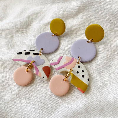 Harlow | Abstract Tiered Polymer Clay Earrings