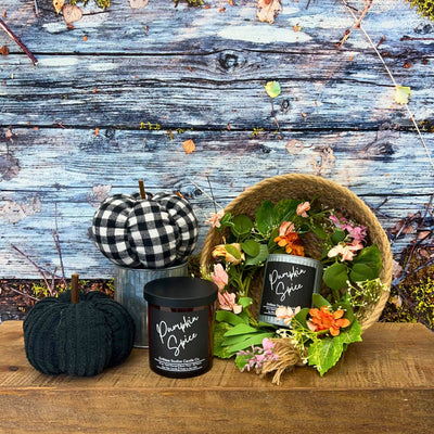 Pumpkin Spice Scented Fall Soy Wax Candle - 10oz Jar + Lid