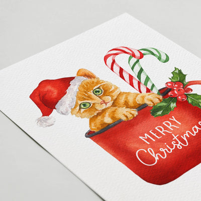Merry Christmas Cat in Mug Card