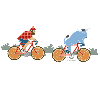 Ceramic Coffee Mugs | Biking Paul Bunyan + Babe Wrap