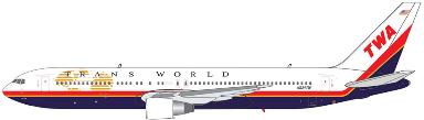 V1 Models 1:400 TWA - Trans World Airlines Boeing 767-300 (Globe livery) N634TW 400018 PRE-ORDER