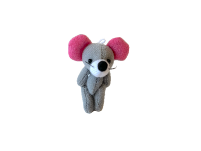 Miniature Plush Gray Mouse Backpack Charm Pocket Pal 