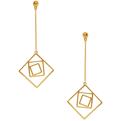 Geo drop dangle earrings - gold
