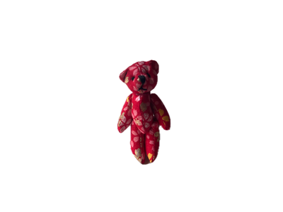 Small Red Stuffed Bear Backpack Charm Dollhouse Decoration C