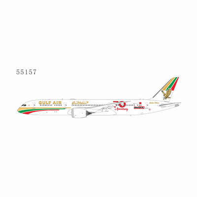 NG Models 1:400 Gulf Air Boeing 787-9 Dreamliner A9C-FG 1976 retro cs, "70 Years" sticker 55157 PRE-ORDER