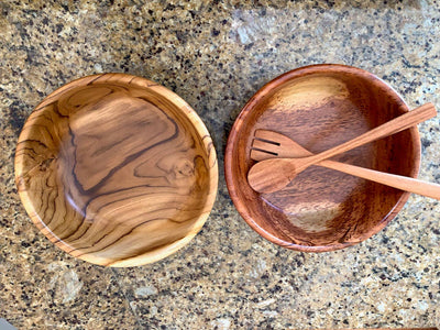 Tropical Hardwood Salad Bowl & Serving Set
