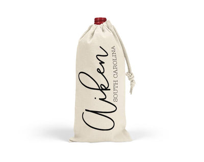 Custom City State Wine Bag Drawstring Canvas