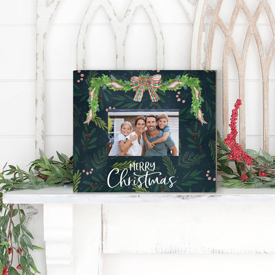Merry Christmas Holiday Foliage Photo Frame Christmas Decor