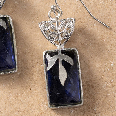 Chandra Glass Stone & Leaf Earrings