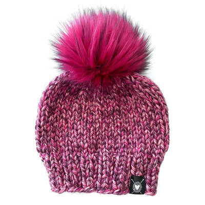 Solid Faux Fur Pom-Pom Beanie in Razzmatazz(wool free) Baby/