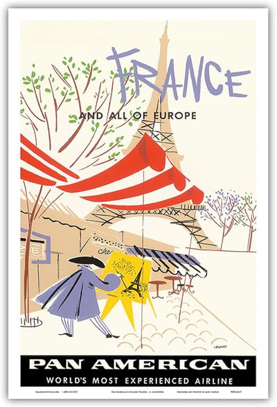Pan American Airlines, France and All Of Europe, Eiffel Tower, Painter - Master Art Print