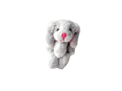 Small Plush Bunny Rabbit Keychain Backpack Zipper Pull (Gray