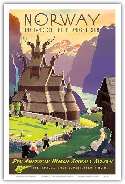 Norway Pan Am, Land of the Midnight Sun - 12" x 18" Master Art Print