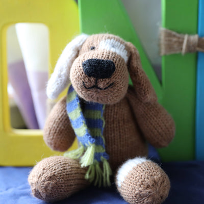 Handmade Knit Brown Spotted Dog - Fair Trade Toy