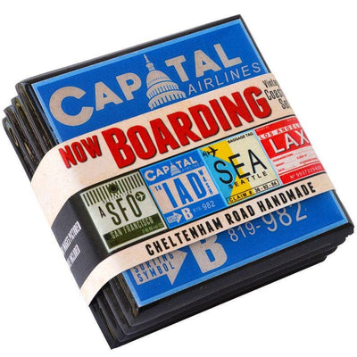 Now Boarding: Airport Code Drink Coaster Set