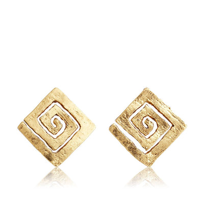 Modern Square Spiral Stud Earrings