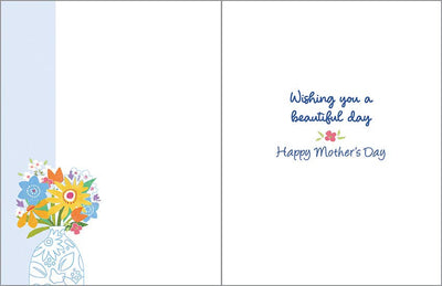 Mother's Day Greeting Card - Vase on Blue