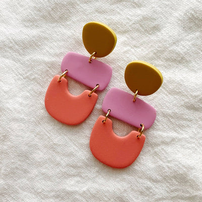 Kennedy | Color-block Polymer Clay Earrings