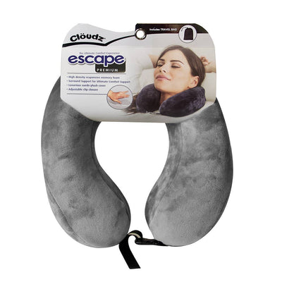 Cloudz Escape Premium Memory Foam Travel Neck Pillow - Grey