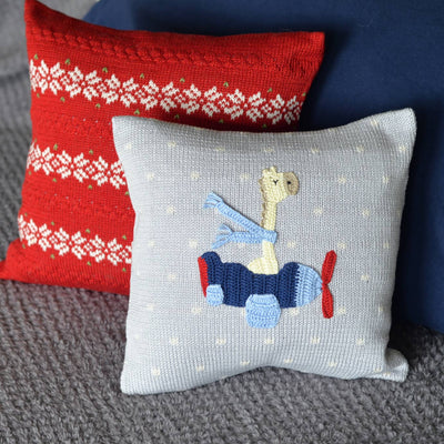 10"  Giraffe Pilot in Plane Pillow