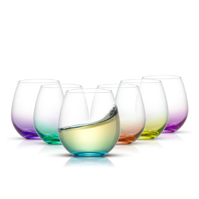 Hue Colored Stemless Summer Wine Glasses, Outdoor Glasses