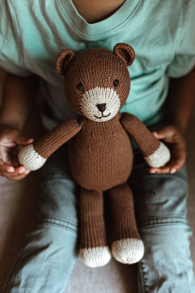 Handmade Knit Teddy Bear - Fair Trade Cotton Toy