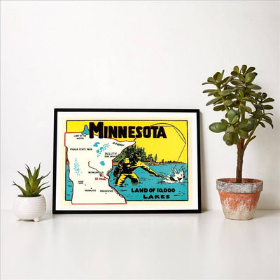 Art Print MN-325 Minnesota, Land of 10,000 Lakes